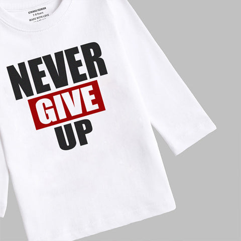 DIGITAL PRINTED NEVER GIVE UP SNOW-WHITE GIRLS LONG SLEEVE T.SHIRT