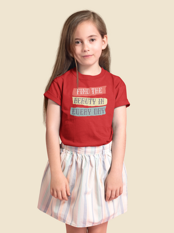 TYPOGRAPHY JUNIOR FIERY RED COLOR GIRLS T.SHIRT