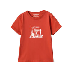 TREASURE PRINTED RED JUNIOR BOYS T.SHIRT