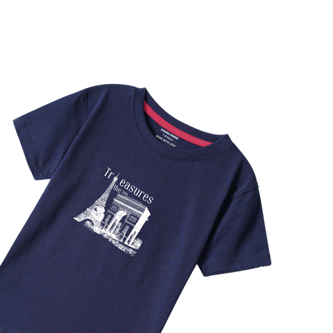 TREASURE NAVY PRINTED BOYS T.SHIRT