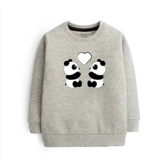 Digital Printed Couple Panda Junior Grey Header Color Girls Long Sleeve Sweat-Shirt