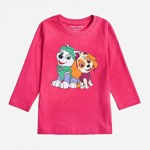 DIGITAL PRINTED PAW PATROL PARADISE PINK GIRLS LONG SLEEVE T.SHIRT
