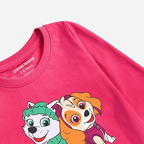 DIGITAL PRINTED PAW PATROL PARADISE PINK GIRLS LONG SLEEVE T.SHIRT