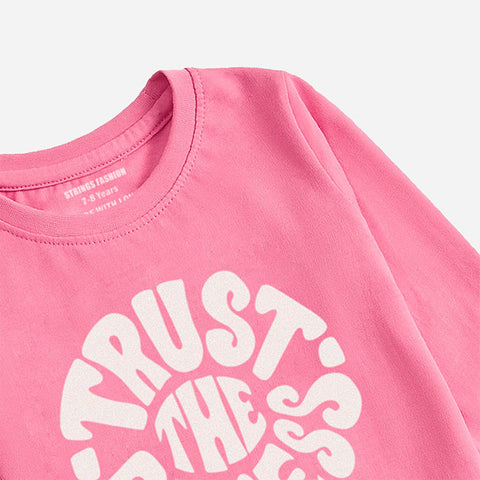 DIGITAL PRINTED TRUST PROCESS COSMOS PINK GIRLS LONG SLEEVE T.SHIRT