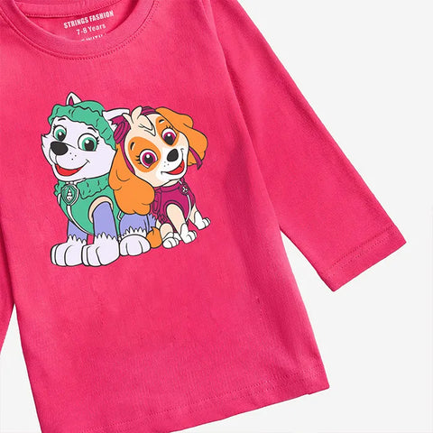 DIGITAL PRINTED PAW PATROL PARADISE PINK GIRLS LONG SLEEVE T.SHIRT