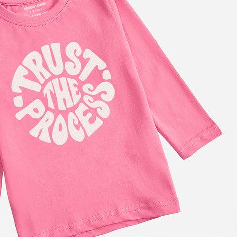 DIGITAL PRINTED TRUST PROCESS COSMOS PINK GIRLS LONG SLEEVE T.SHIRT