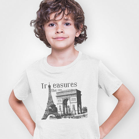 TREASURE PRINTED WHITE JUNIOR BOYS T.SHIRT