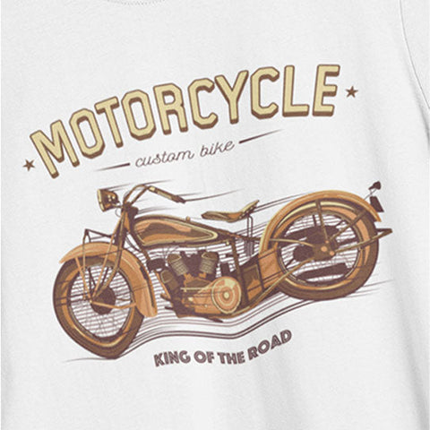DIGITAL PRINTED VINTAGE BIKE WHITE JUNIOR BOYS T.SHIRT