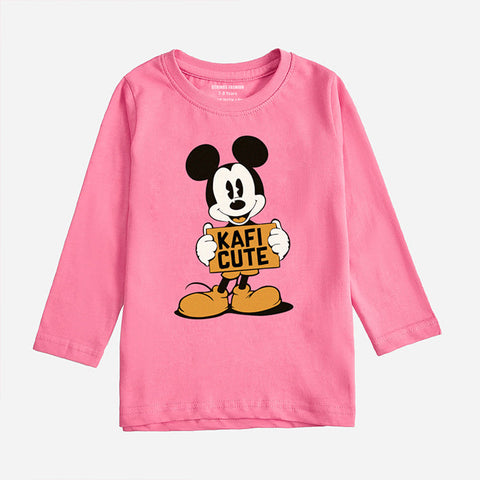 KAFI CUTE COSMOS PINK GIRLS LONG SLEEVE T-SHIRT
