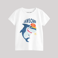 DIGITAL JAWSOME PRINTED WHITE JUNIOR BOYS T.SHIRT