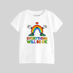 EVERYTHING WILL BE OK PRINTED WHITE JUNIOR BOYS T.SHIRT