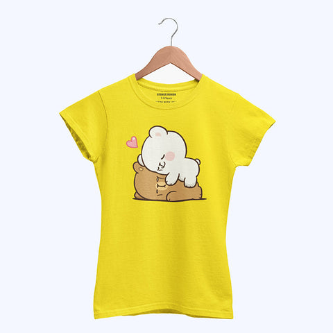 DIGITAL PRINTED MILK & MOCHA JUNIOR CANARY YELLOW COLOR GIRLS T.SHIRT