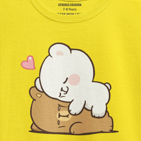DIGITAL PRINTED MILK & MOCHA JUNIOR CANARY YELLOW COLOR GIRLS T.SHIRT