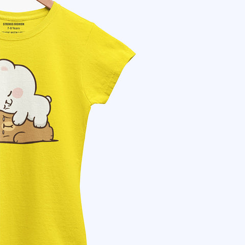 DIGITAL PRINTED MILK & MOCHA JUNIOR CANARY YELLOW COLOR GIRLS T.SHIRT