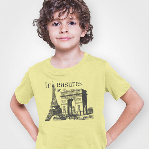 TREASURE PRINTED YELLOW JUNIOR BOYS T-SHIRT