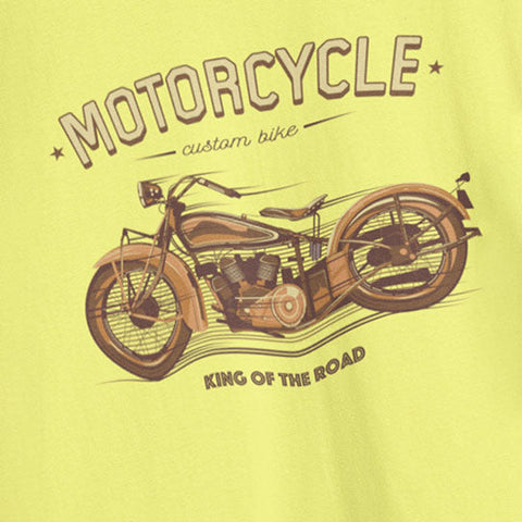 DIGITAL PRINTED VINTAGE BIKE YELLOW JUNIOR BOYS T.SHIRT