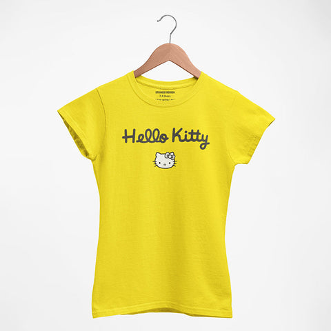 DIGITAL PRINTED HELLO KITTY JUNIOR CANARY YELLOW COLOR GIRLS T.SHIRT