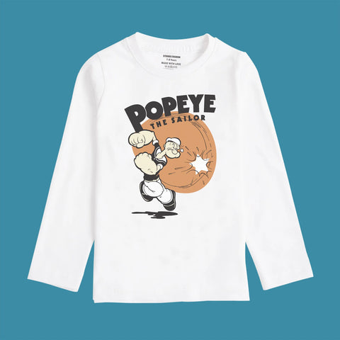 POPEYE WHITE BOYS LONG SLEEVE T.SHIRT