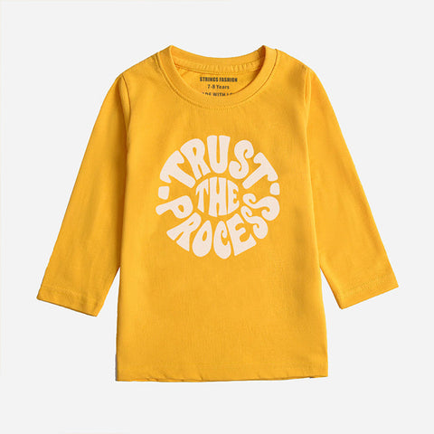 DIGITAL PRINTED TRUST PROCESS CANARY YELLOW GIRLS LONG SLEEVE T.SHIRT