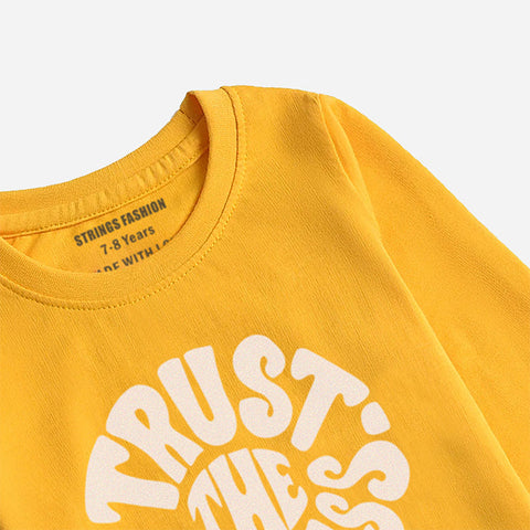 DIGITAL PRINTED TRUST PROCESS CANARY YELLOW GIRLS LONG SLEEVE T.SHIRT