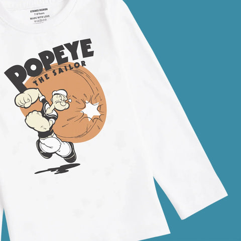 POPEYE WHITE BOYS LONG SLEEVE T.SHIRT