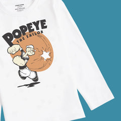POPEYE WHITE BOYS LONG SLEEVE T.SHIRT