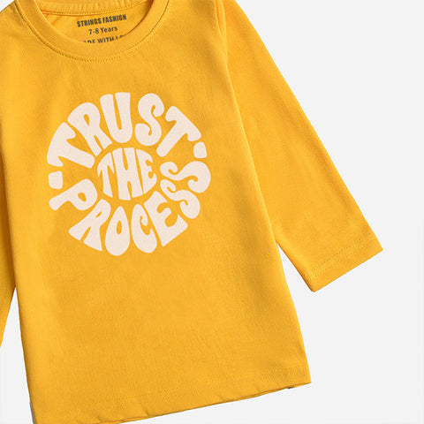 DIGITAL PRINTED TRUST PROCESS CANARY YELLOW GIRLS LONG SLEEVE T.SHIRT