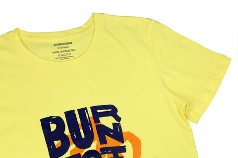DIGITAL PRINTED BURN FAT YELLOW JUNIOR BOYS T.SHIRT