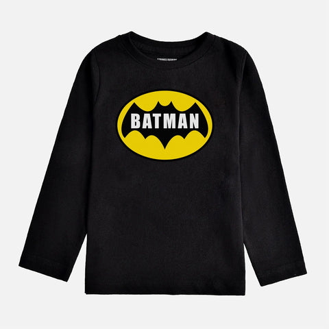 DIGITAL PRINTED BATMAN JET BLACK BOYS LONG SLEEVE T.SHIRT