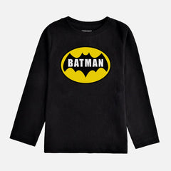 DIGITAL PRINTED BATMAN JET BLACK BOYS LONG SLEEVE T.SHIRT