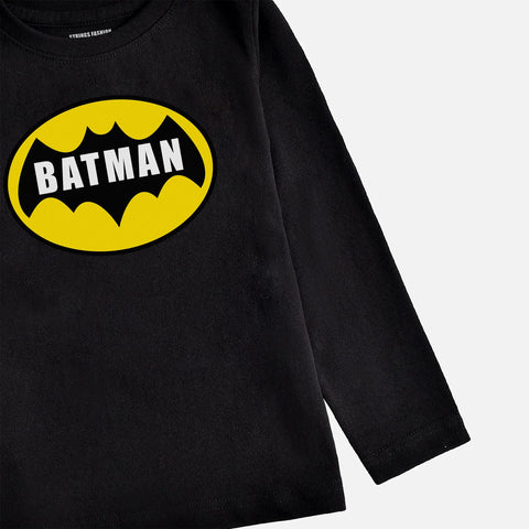 DIGITAL PRINTED BATMAN JET BLACK BOYS LONG SLEEVE T.SHIRT